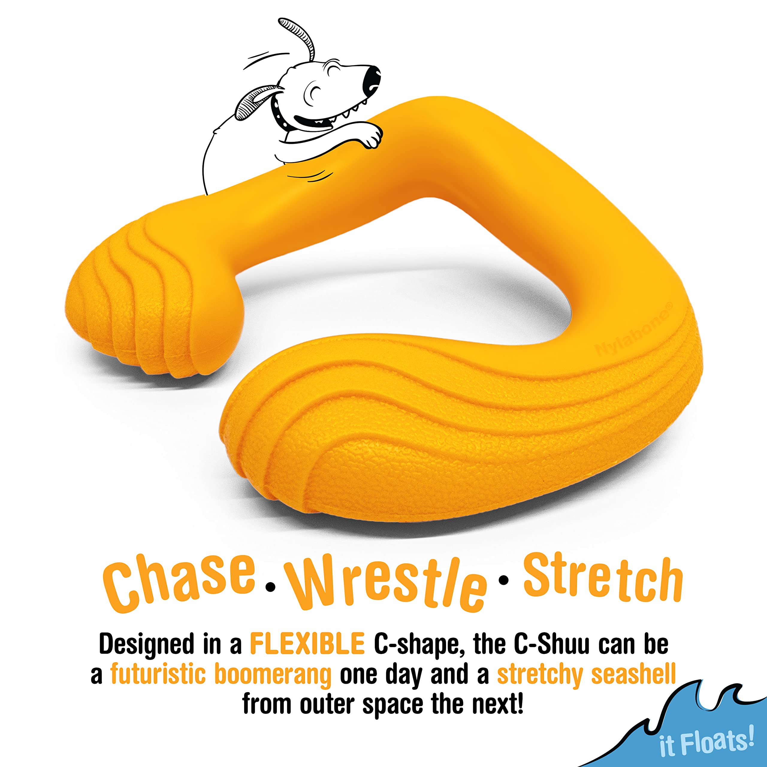 Nylabone C-Shuu Interactive Dog Toy - Lightweight Squishy Dog Chase Toy for Creative Play & Dog Exercise